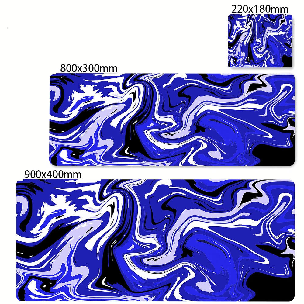 XXL Extended Mouse Pad 35.4 x 15.7 in (900 x 400 mm) Black & White Strata Liquid Anime Keyboard Desk Mat Anti-Slip Rubber