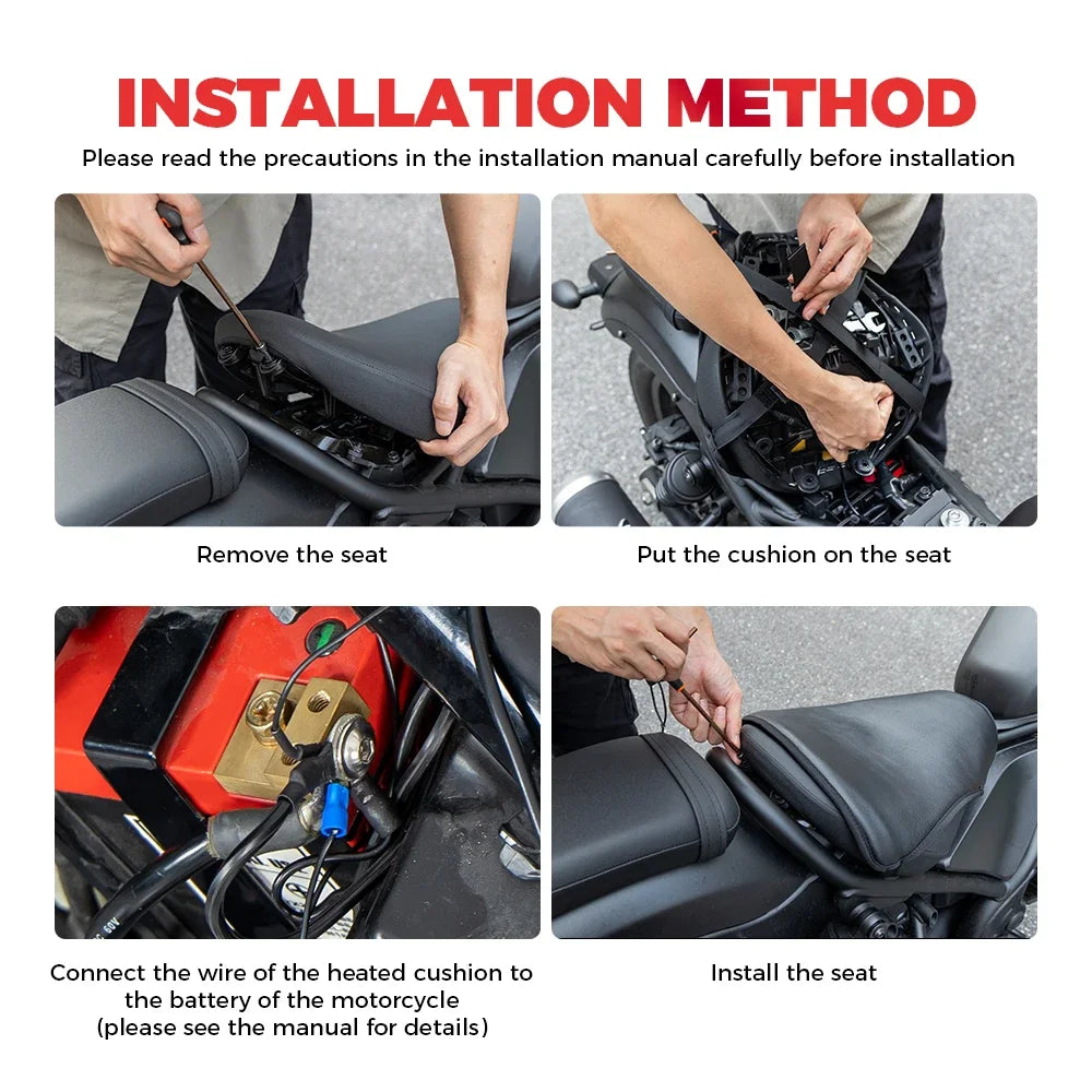 12V Universal Motorcycle Heated Seat Cushion Waterproof Heated Seat Cover for ATV UTV Winter Warmer