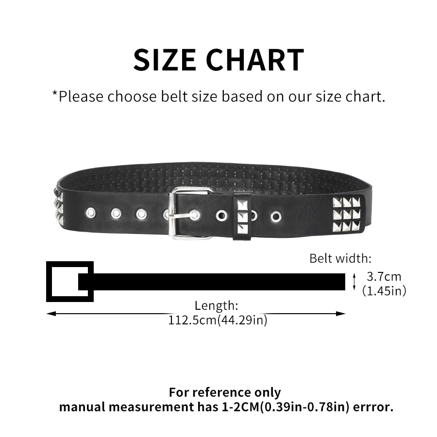 Punk Rivet Grommet Belt Heavy Metal Y2K Rock Unisex Jeans Belt 3.8 cm (1.5 in)