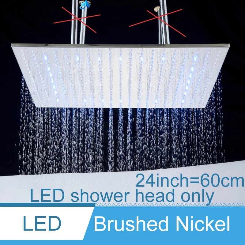Big Black Thermostatic Ceiling-Mounted Rainfall Shower System with Hand Shower – Thermostatic Mixer Tap, 150 cm (59 in) Hose, 400+ mm (15.7+ in) Rain Head