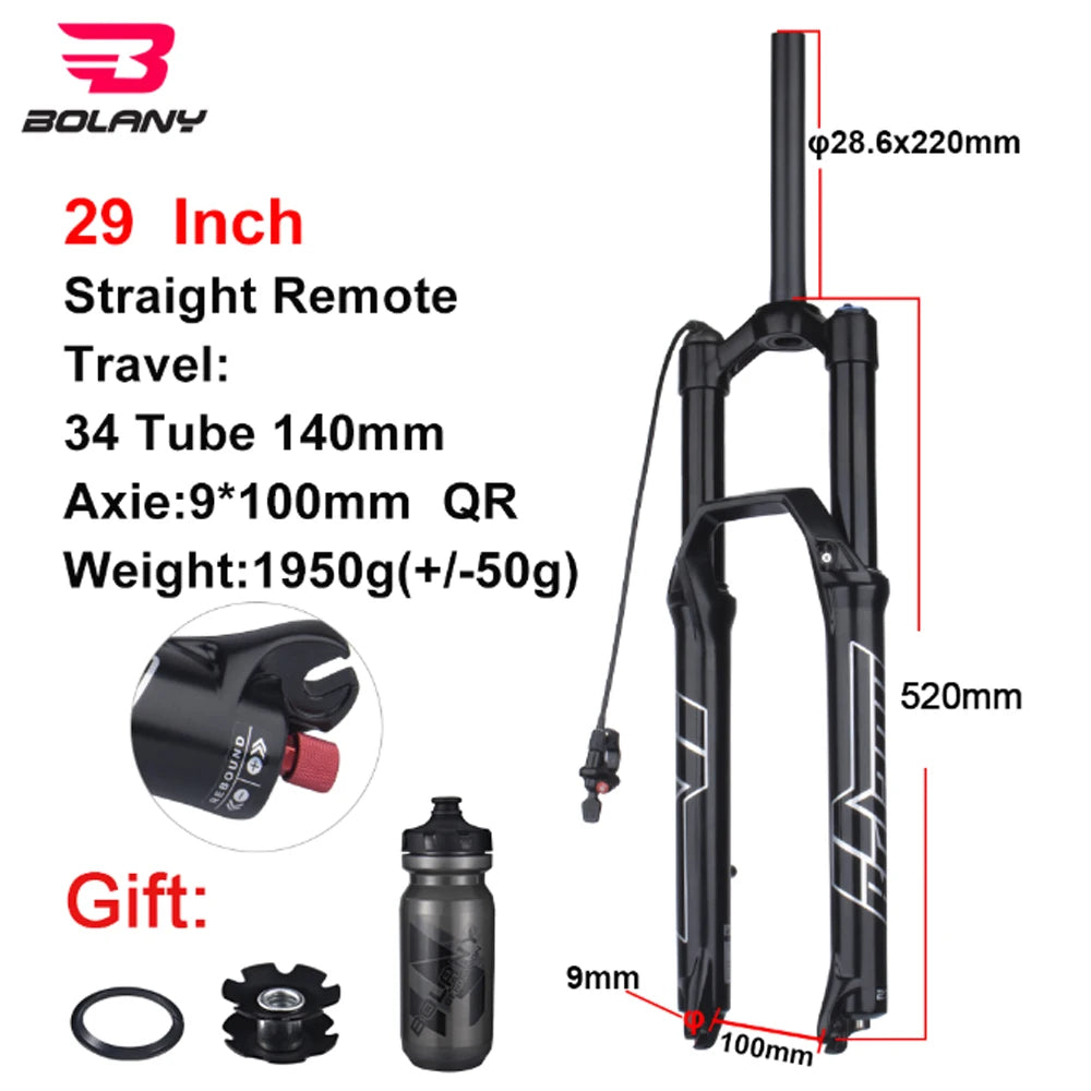 MTB Air Suspension Fork 27.5/29 Inch — 120/140 mm Travel, 34 mm Magnesium Alloy Straight Steerer