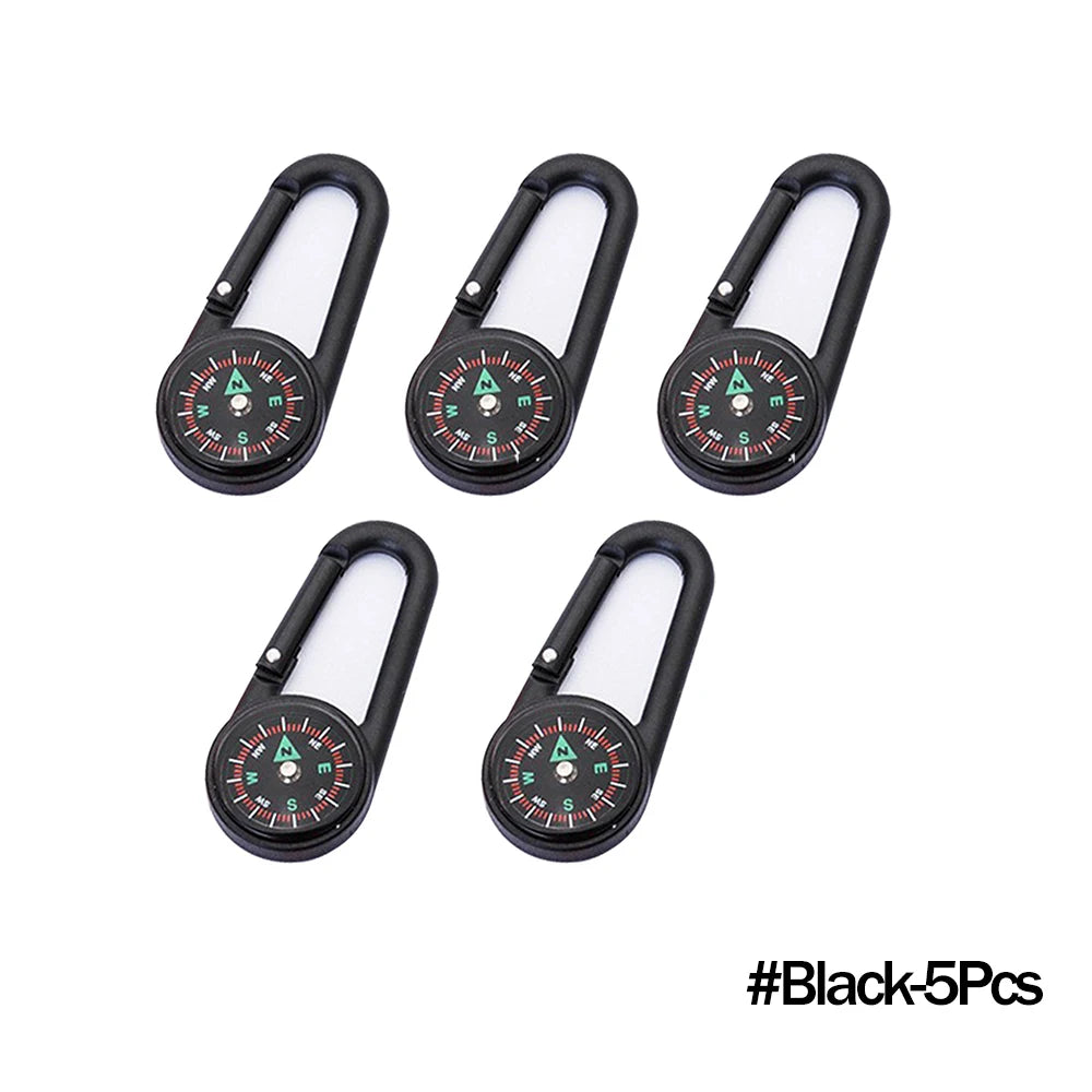 Mini Compass Carabiner Keychain — Camping & Hiking Backpack Buckle Survival Tool
