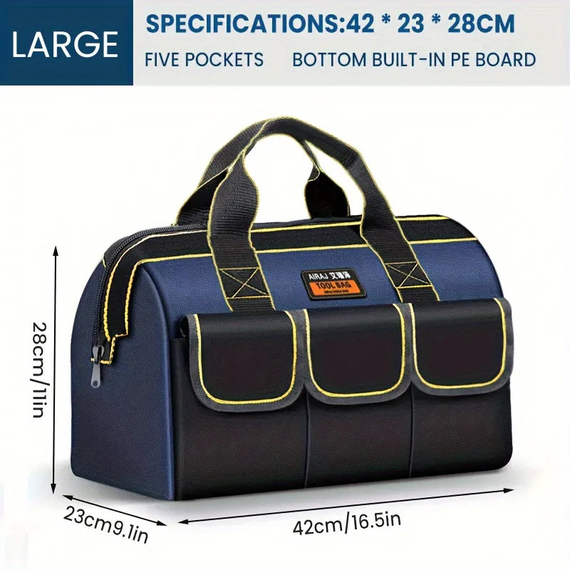 Heavy-Duty Electrician Tool Bag — Multi-Compartment Organizer with Wrench Storage & Reinforced Belt