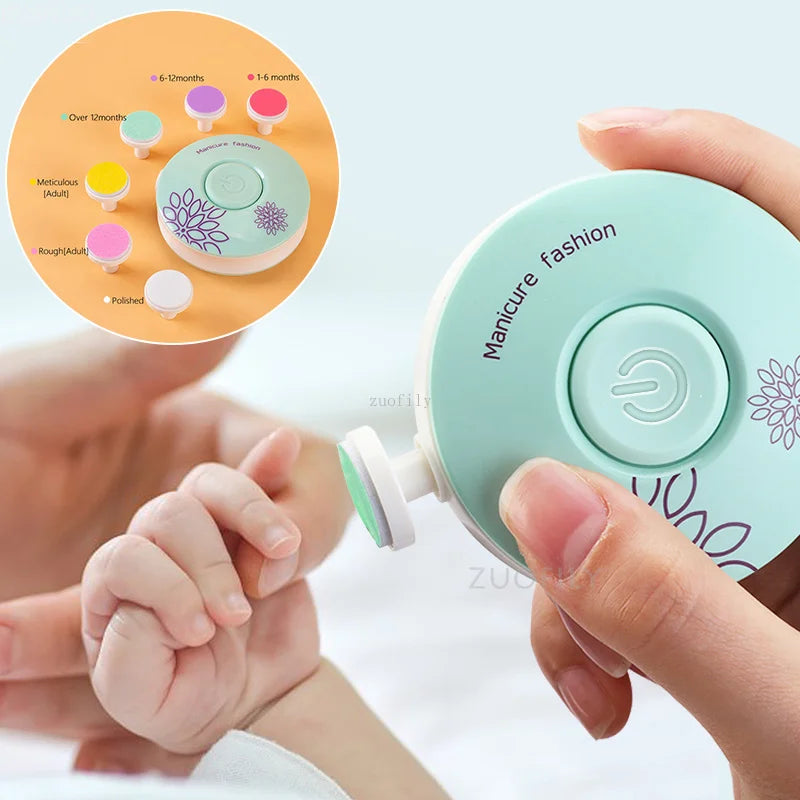 USB Rechargeable Baby Nail Trimmer with 6 Replacement Pads - Electric Infant & Adult Nail Care