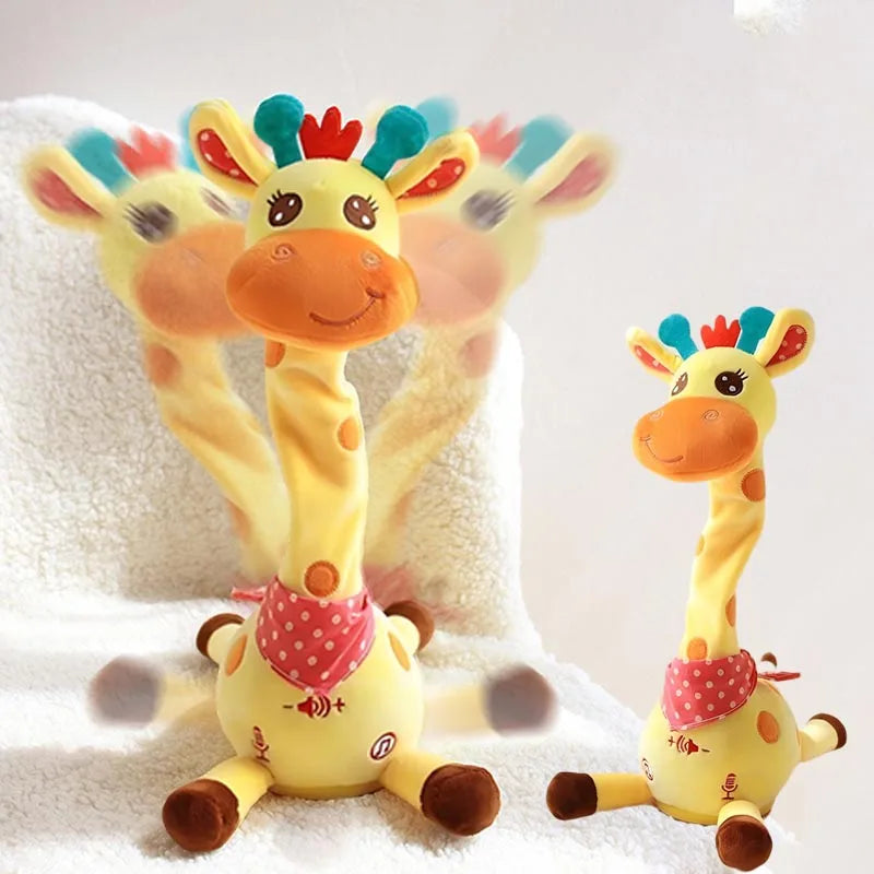 Dancing Talking Giraffe Plush Toy Repeats What You Say, 10 Songs, Adjustable Volume, Musical Glowing Light, 31–50 cm (12.2–19.7 in)