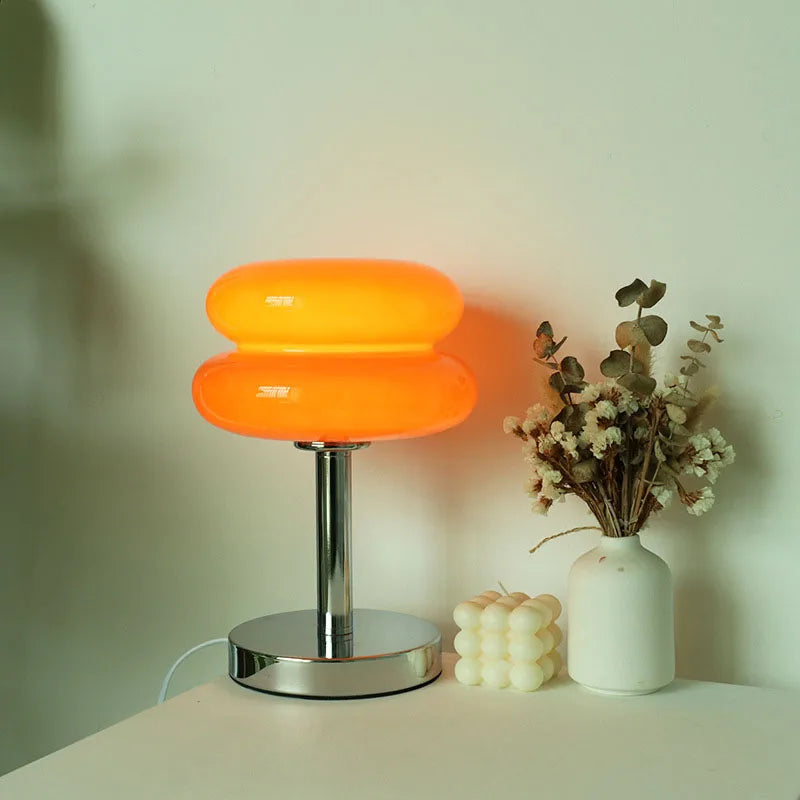 Macaron Glass Table Lamp Trichromatic Dimmable LED Night Light for Bedroom & Living Room