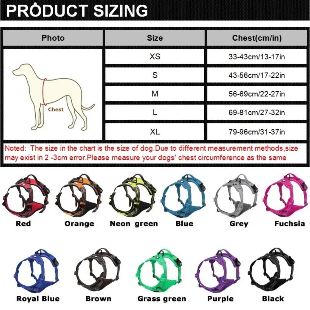 Reflective Breathable Dog & Cat Harness Vest – Adjustable Chest Strap, XS–XL (13–37 in / 33–96 cm)
