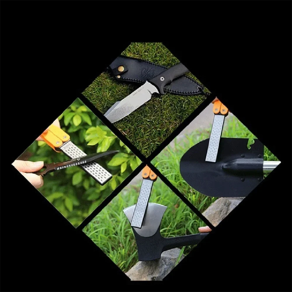 Portable Folding Pocket Knife Sharpener - Double-Sided Diamond Whetstone for Kitchen, Camping & Outdoor Use