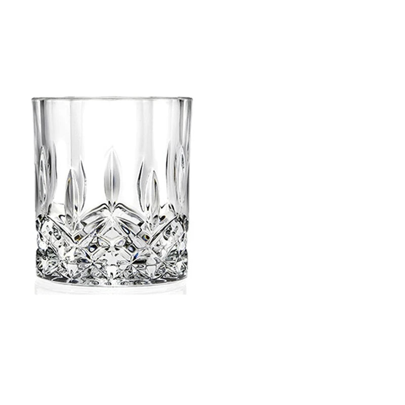 Embossed Crystal Whiskey Tumbler 230ml (7.8 fl oz) - Available in 1/2/4/6-Pack for Bar & Home