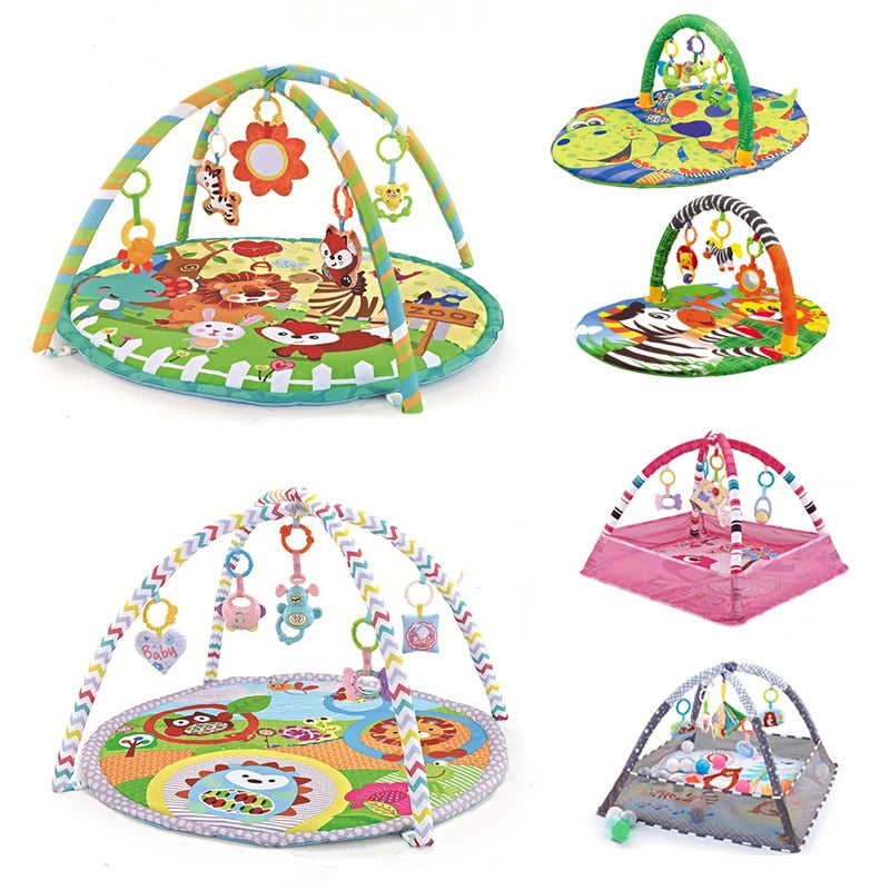 Baby Activity Gym Play Mat with Toy Rack – Educational Crawling Blanket & Infant Sensory Rug