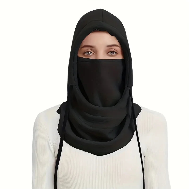 Unisex Windproof Winter Balaclava with Drawstring - Motorcycle Riding Warm Face Mask