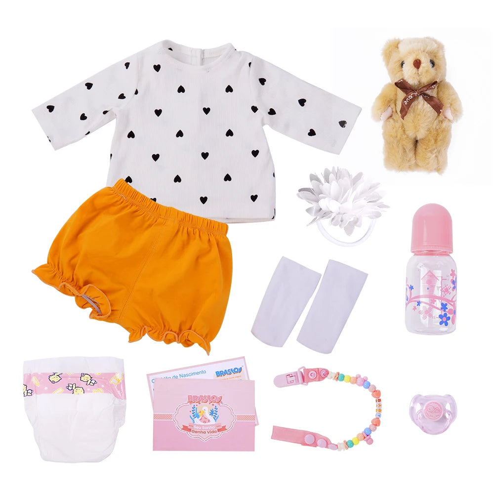 Reborn Baby Doll 48 cm (19 in) Realistic Silicone Bathable Newborn Girl Doll with Rooted Hair & Accessories