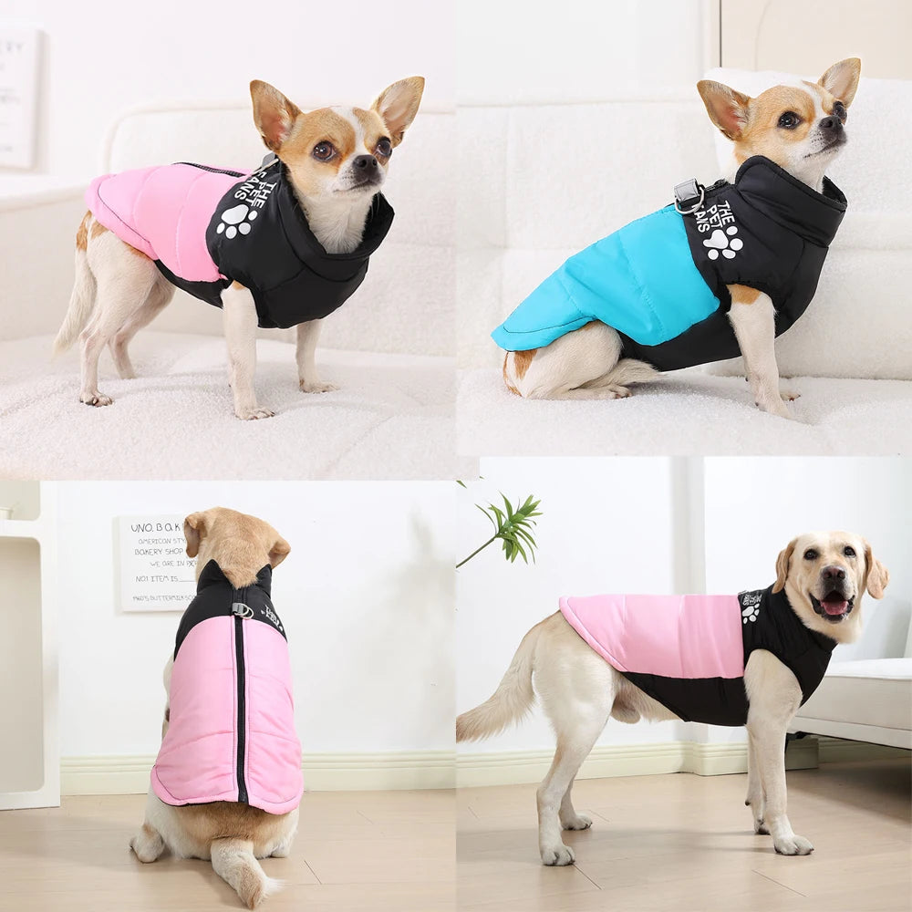 Waterproof Windproof Dog & Cat Jacket – Warm Winter Pet Coat XS-6XL with D-Ring Leash Attachment