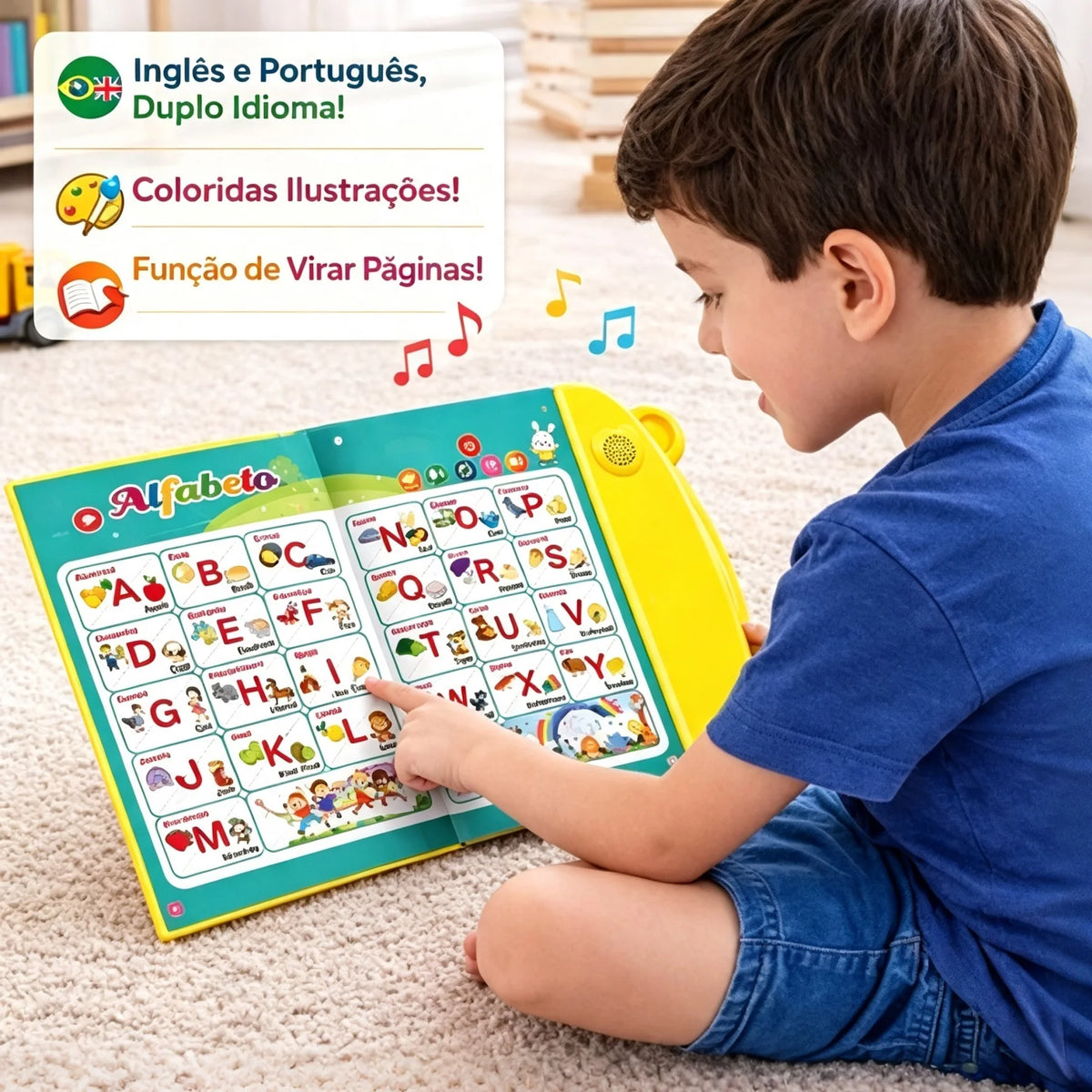 Interactive Bilingual Sound Book for Kids - English & Portuguese Touch-Activated Learning