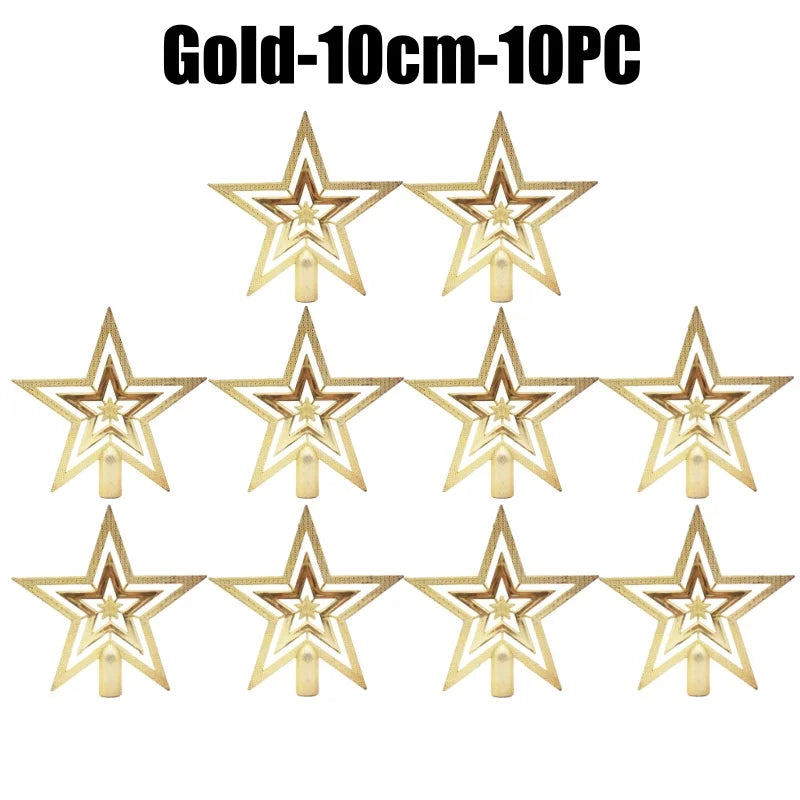 Star Christmas Tree Topper Gold & Red Shimmer 4 in / 8 in (10 / 20 cm) Holiday Tree Decoration