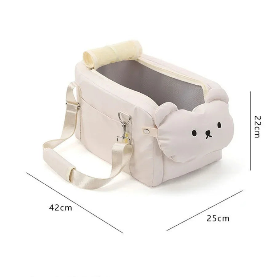 Dog & Cat Car Booster Seat — Armrest Travel Carrier with Safety Tether & Carry Strap, Fits Pets up to 5 kg (11 lb)