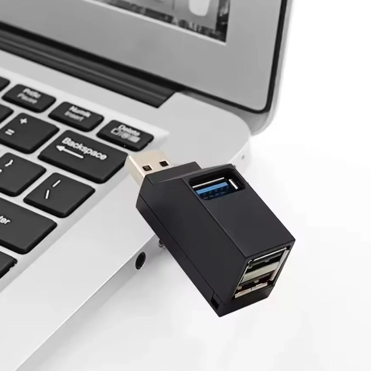3-Port USB 3.0 Hub Adapter - Portable USB-A Splitter for PC, Laptop, Flash Drive & Card Reader