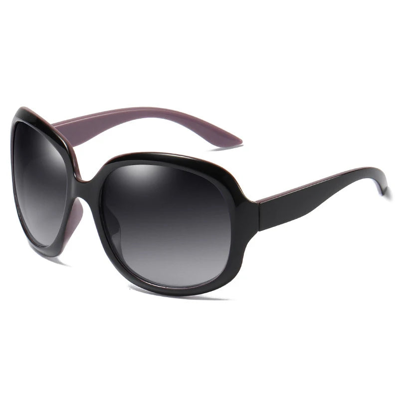 Polarized Oversized Round Sunglasses for Women - UV400 Gradient Lens, Large Plastic Frame