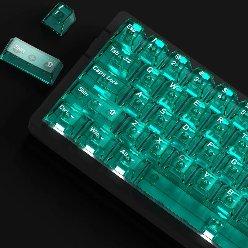 136-Key Transparent Multilingual Keycap Set for Mechanical Keyboards — EN/JP/RU/KR PC Compatible