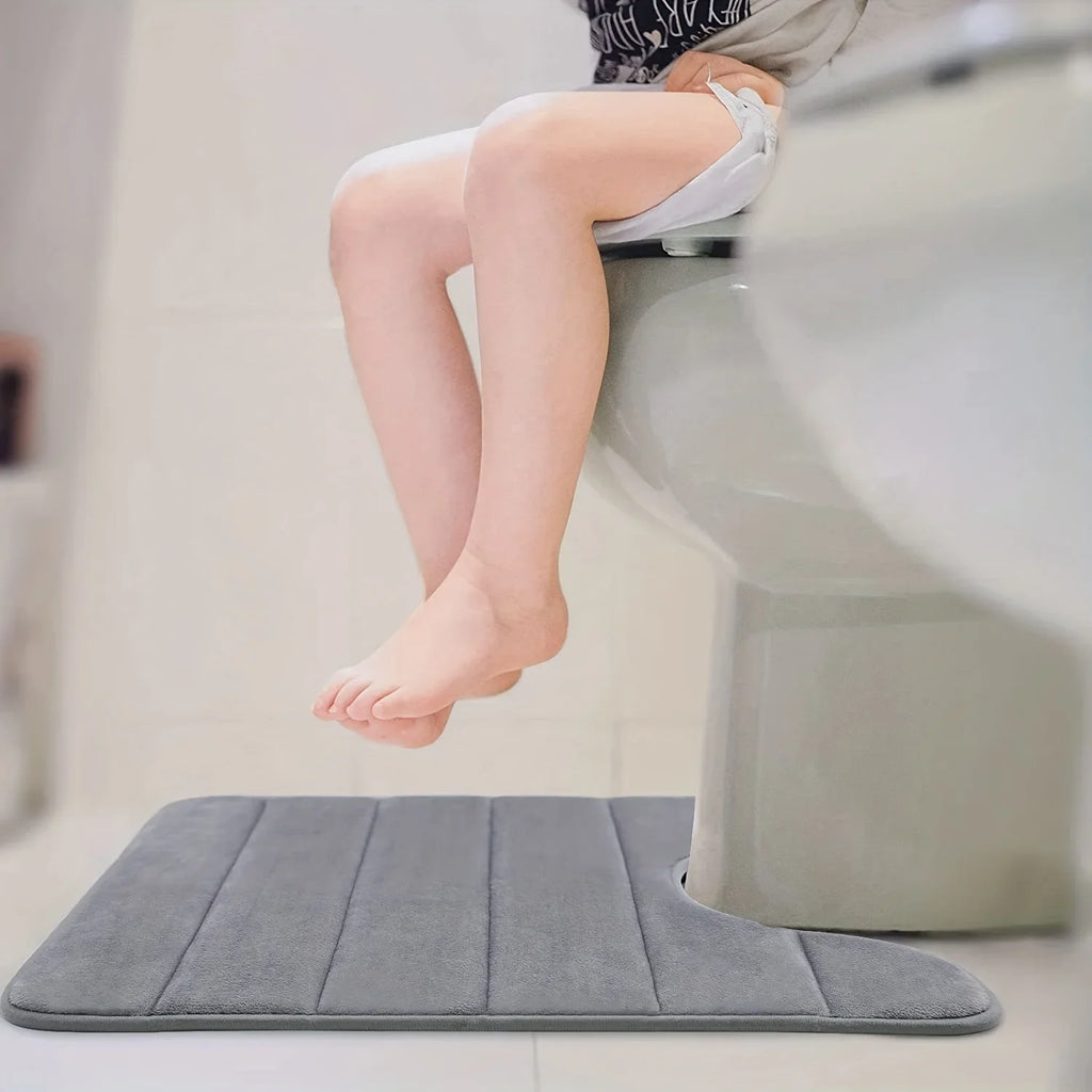 U-Shaped Toilet Mat - Memory Foam Bath Rug, Non-Slip Super Absorbent
