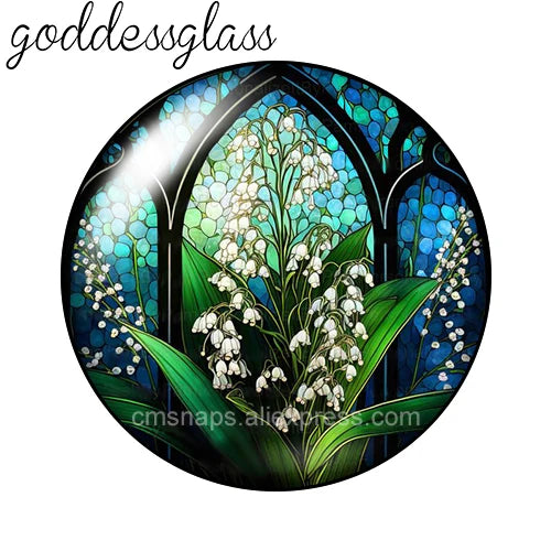 10-Pack Round Glass Photo Cabochons (12/18/20/25mm) Floral Flat Back for Jewelry Making