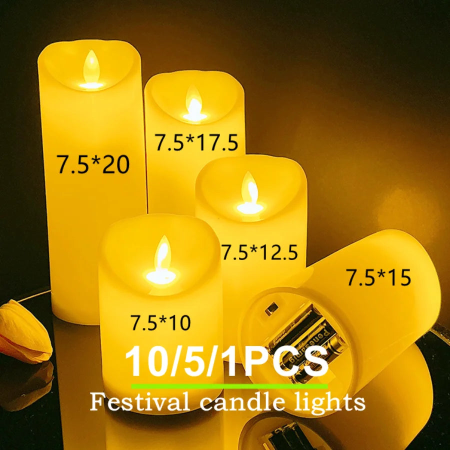 Flameless LED Candles Flickering Battery-Operated Pillar Candles for Wedding Christmas Party Decor — 1/5/10 Pack, Multiple Sizes (2–7.9 in / 5–20 cm)