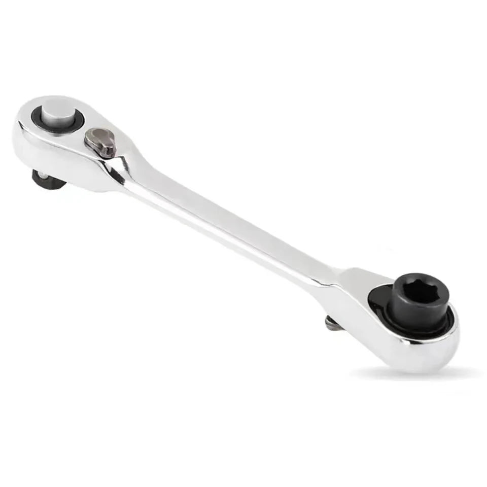 Mini 1/4 in (6.35 mm) 2-in-1 Ratchet Wrench Double-Ended Quick Socket Hex Driver