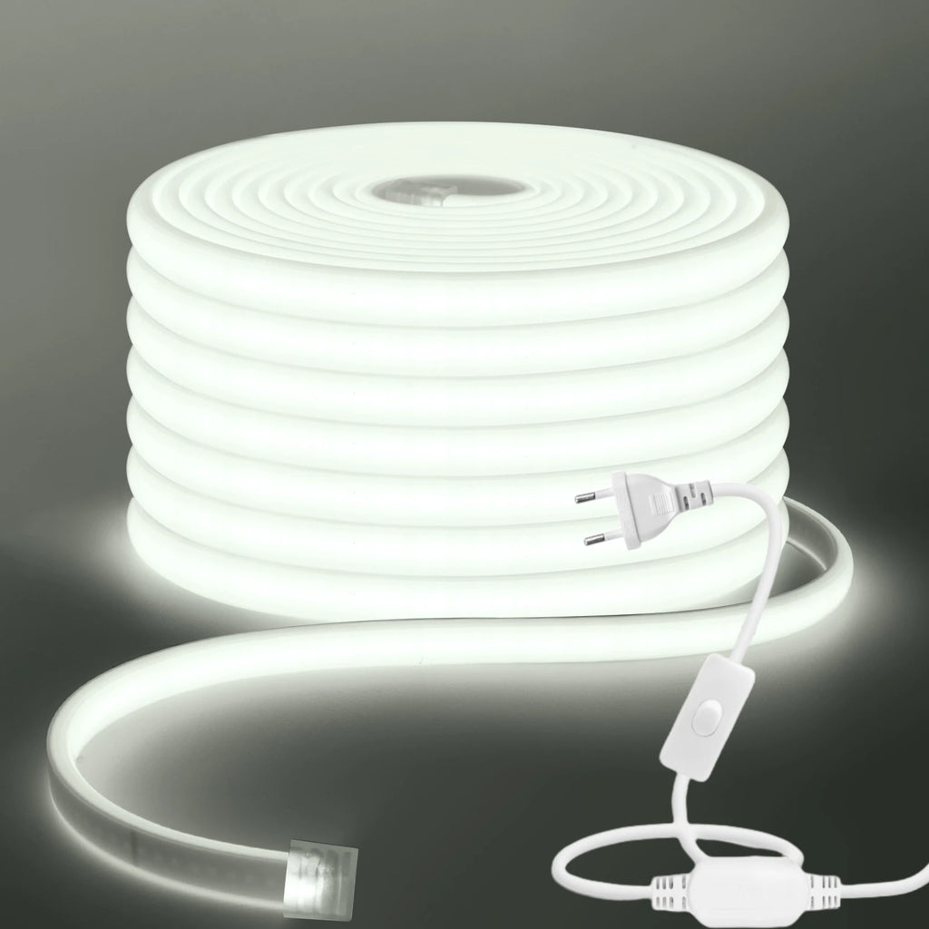 COB LED Strip Light 220-240V EU Dimmer Plug IP67 Waterproof Tape, 3000K/4000K/6000K, 288 LEDs/m