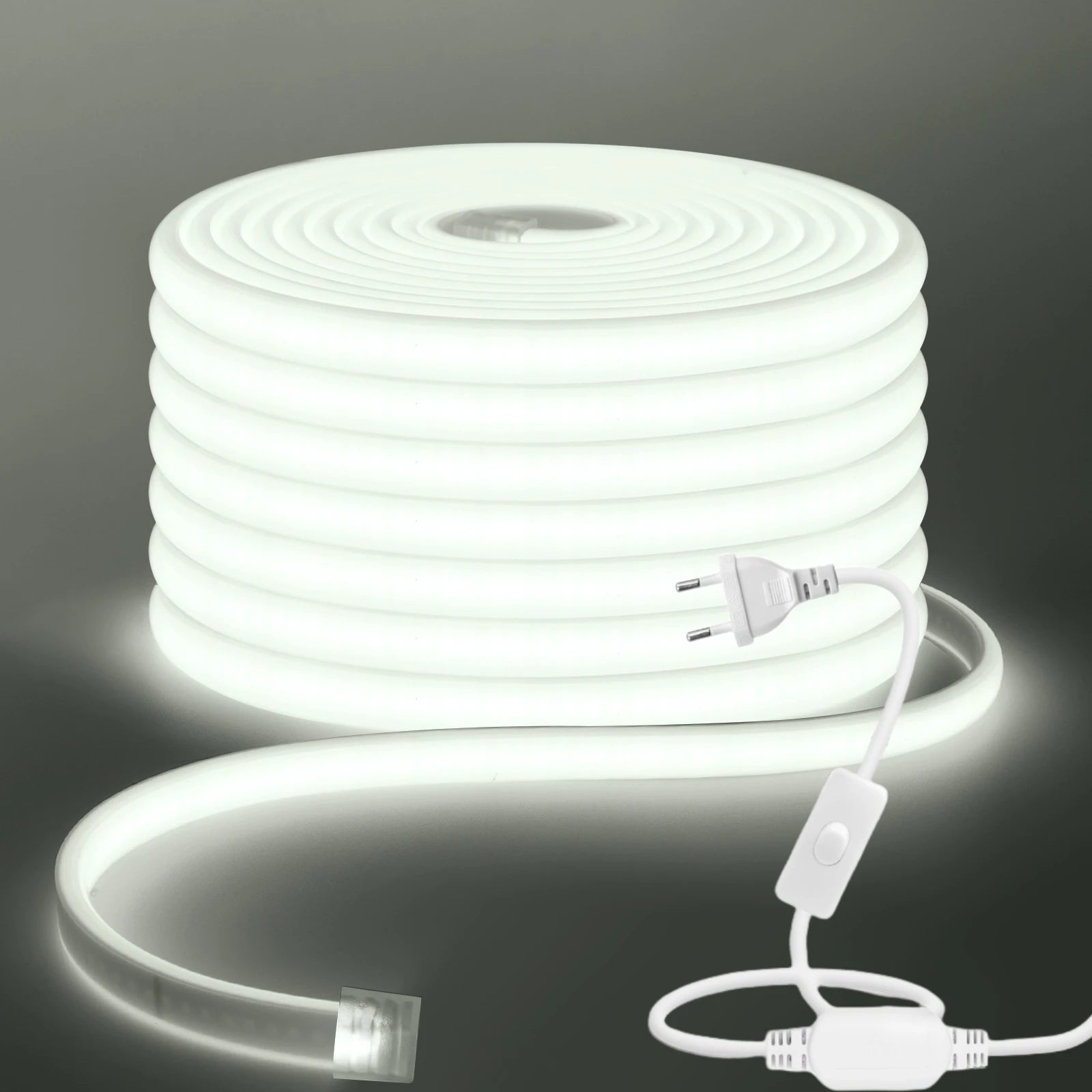 COB LED Strip Light 220-240V EU Dimmer Plug IP67 Waterproof Tape, 3000K/4000K/6000K, 288 LEDs/m