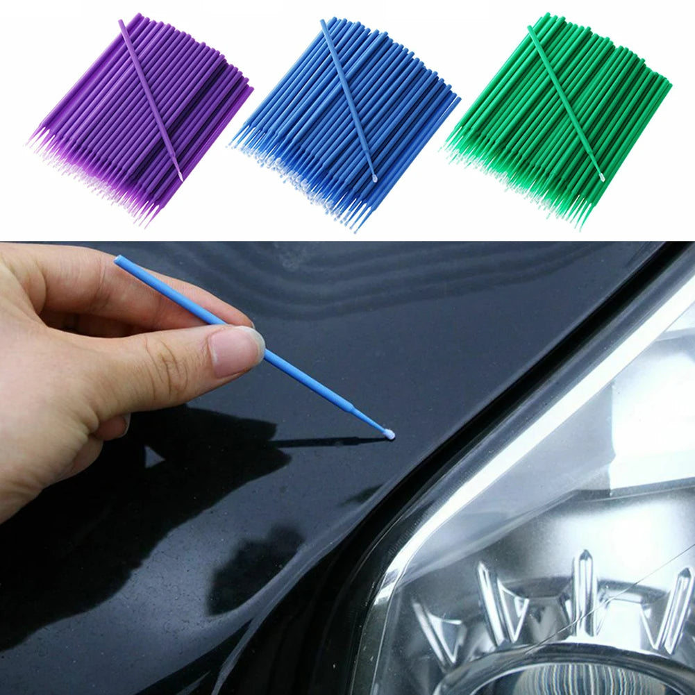100-pack disposable micro paint brushes in assorted colors