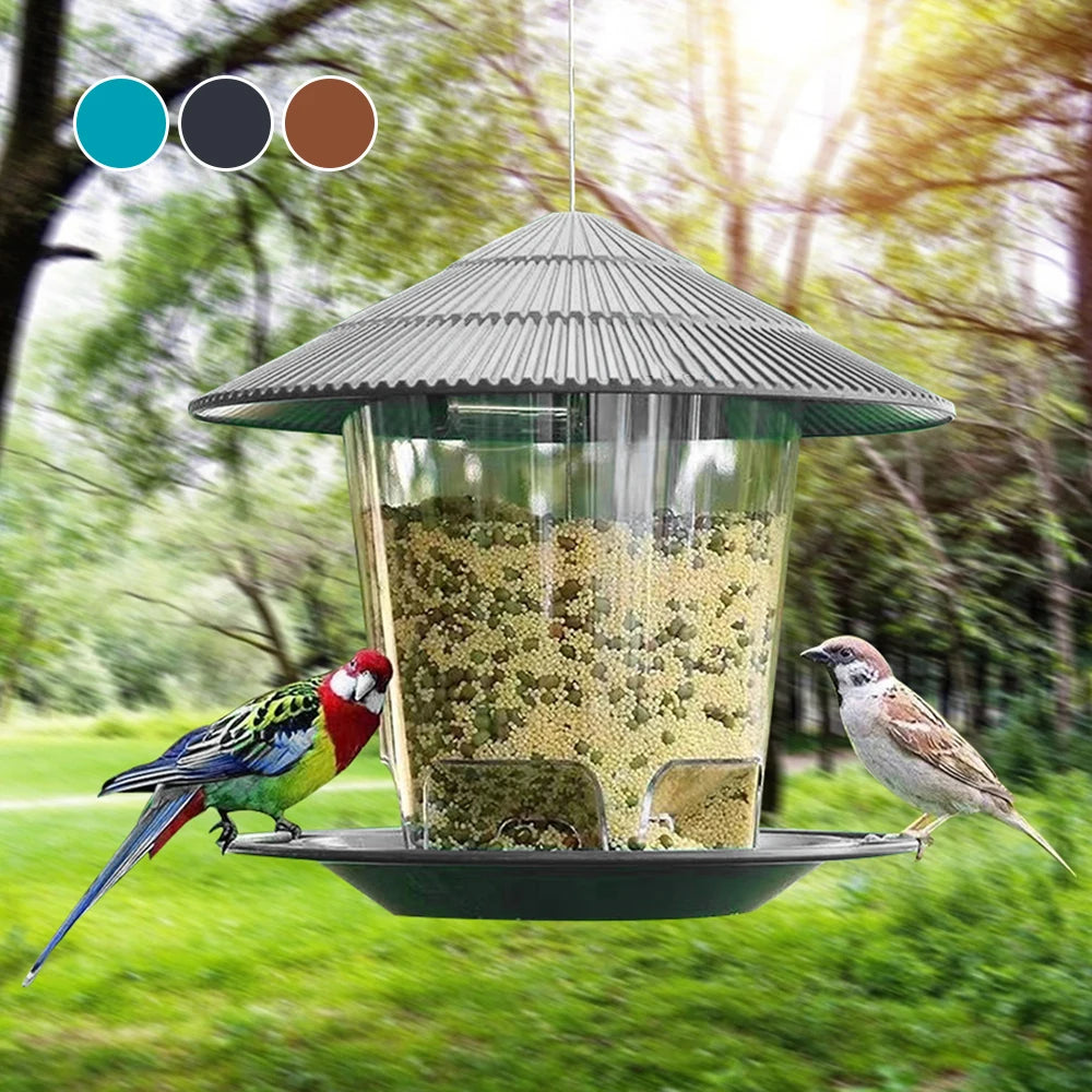 Large Hanging Bird Feeder 2.6 lb (1.2 kg) Hexagonal Peanut & Seed Dispenser with Perches, Outdoor Garden Feeder