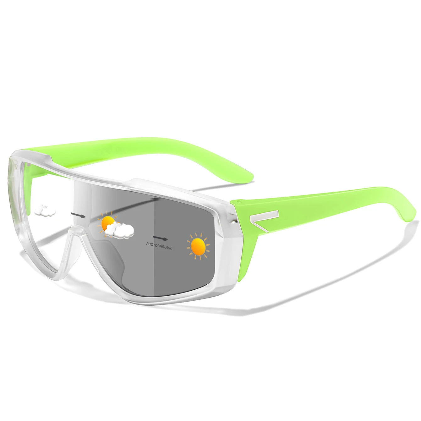Unisex Photochromic Road Bike Sunglasses - Polycarbonate Lenses, 142 mm (5.6 in) W x 58 mm (2.3 in) H