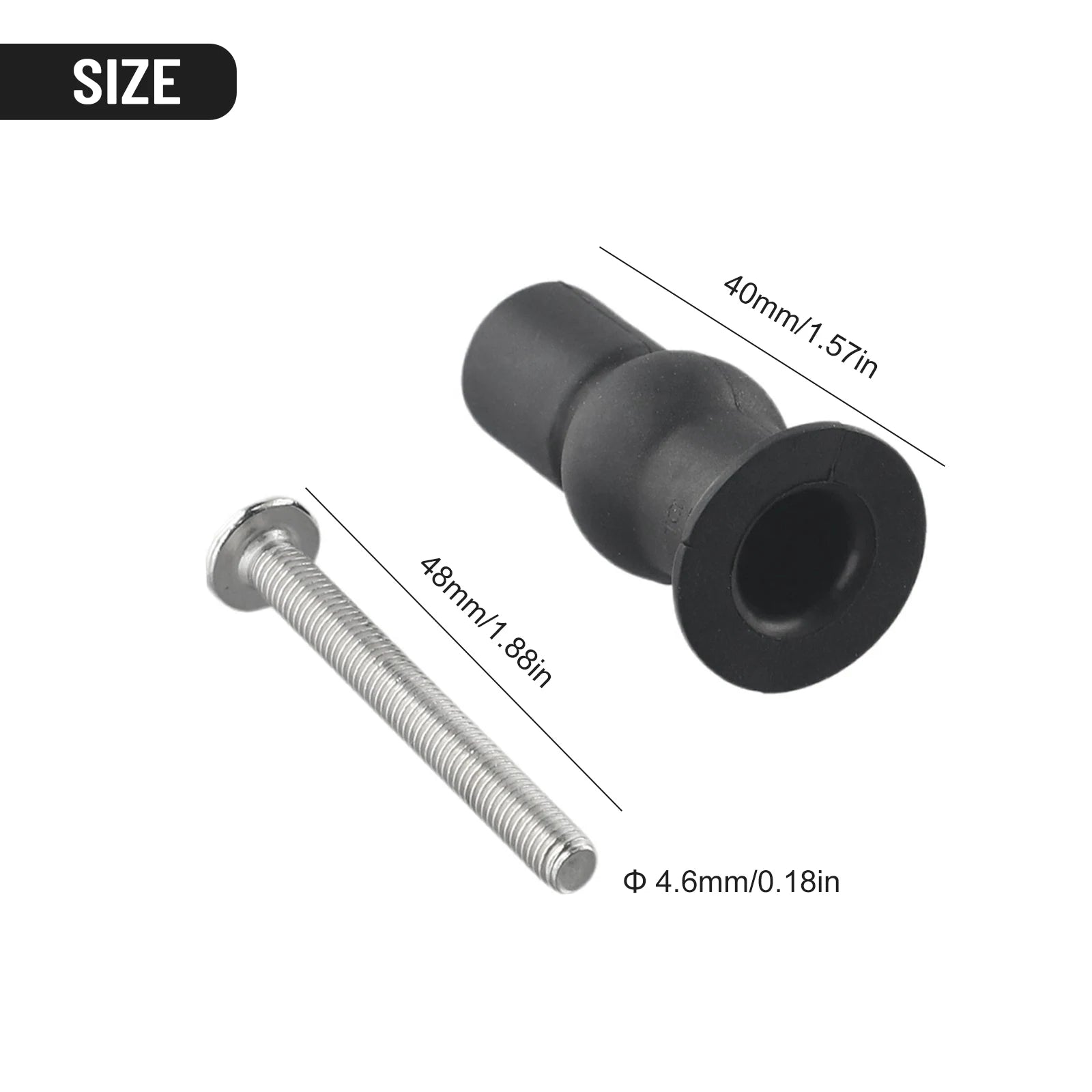 2-Pack Top-Fix Toilet Seat Hinge Repair Kit – Expansion Screws & Rubber Well Nuts (48 x 4.6 mm / 1.89 x 0.18 in, 40 mm / 1.57 in)