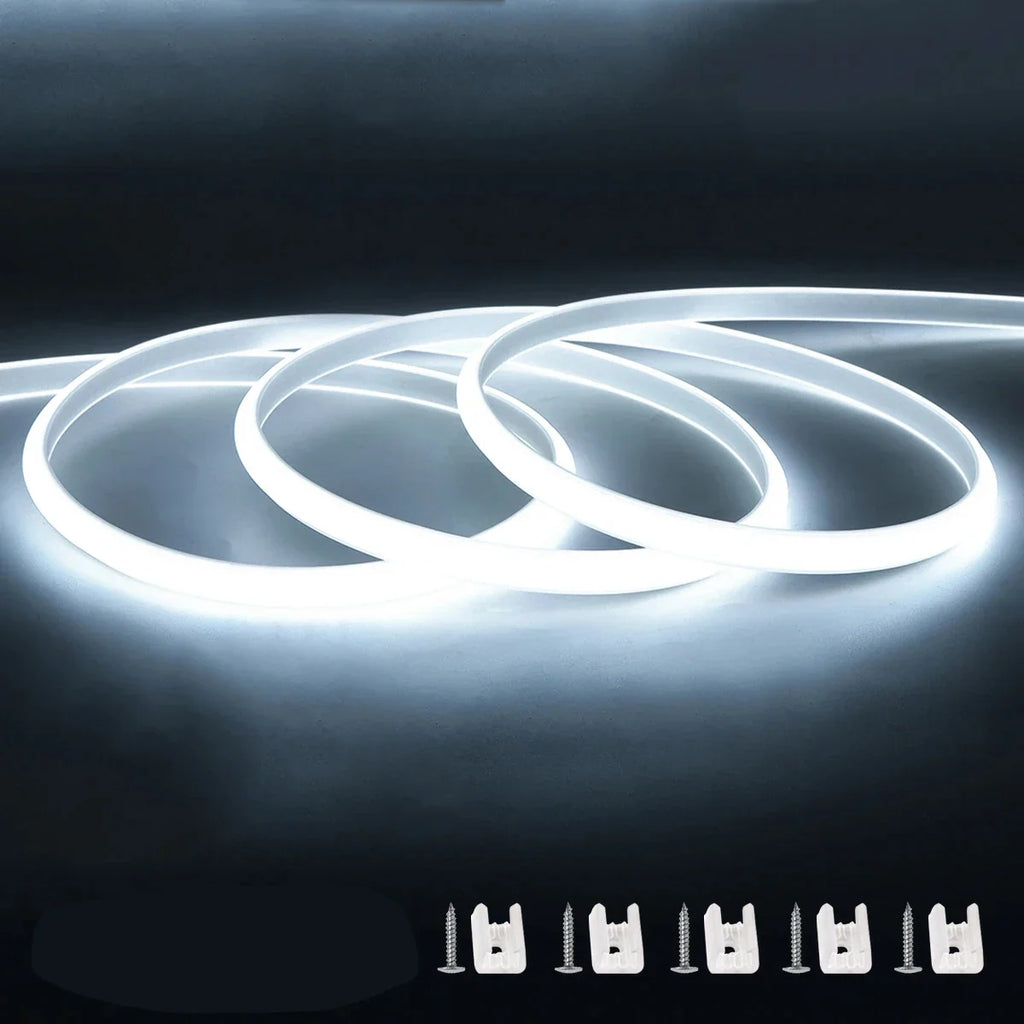 COB LED Strip Light 288 LEDs/m (≈88 LEDs/ft) IP67 Waterproof 110V/220V with EU & US Plug and Inline Switch - Warm/Neutral/Cool White