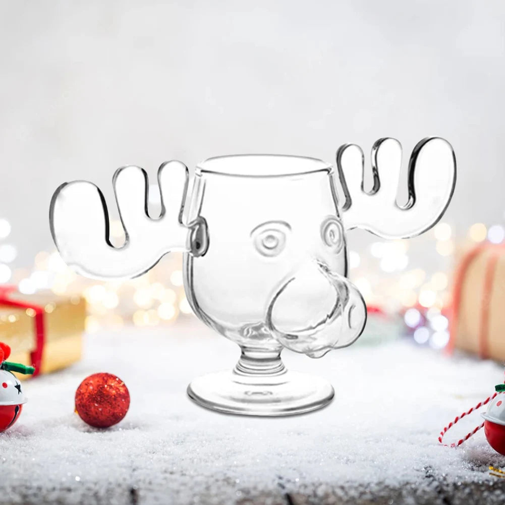 240ml (8oz) Moose Reindeer Glass Mug — Christmas Wine & Cocktail Cup