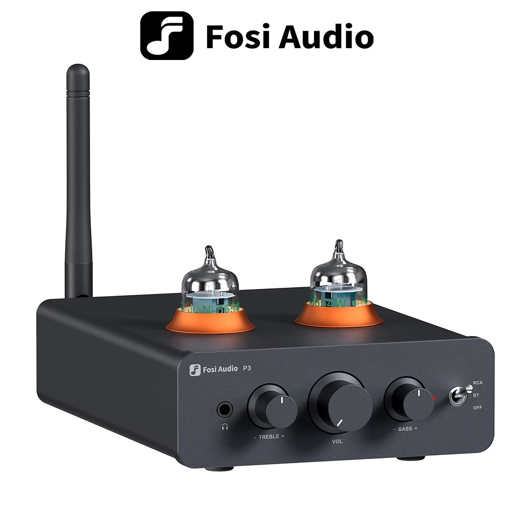 Bluetooth Tube Preamplifier HiFi Stereo Vacuum Valve Preamp with Bass & Treble Tone Control — RCA & 3.5mm Headphone Output