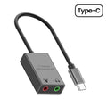 USB/USB-C to 3.5mm External Sound Card Adapter — Mic & Headphone for Laptop, MacBook, PC