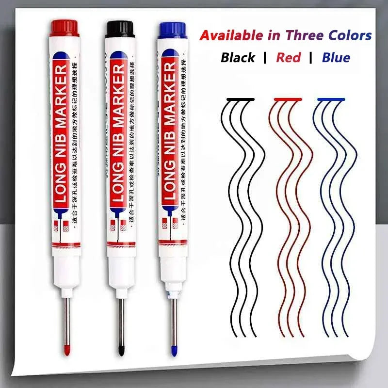 20mm Deep-Reach Long Nib Marker Pen for Wood & Metal — Waterproof Carpenter Marking Pen, 13.7cm (5.4in), Multi-Pack (1–40 pcs)