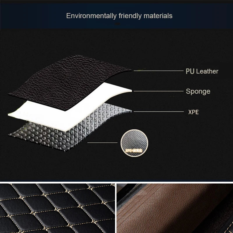 5-Piece Universal PU Leather Car Floor Mats, Waterproof Black All-Weather Auto Floor Mat Set