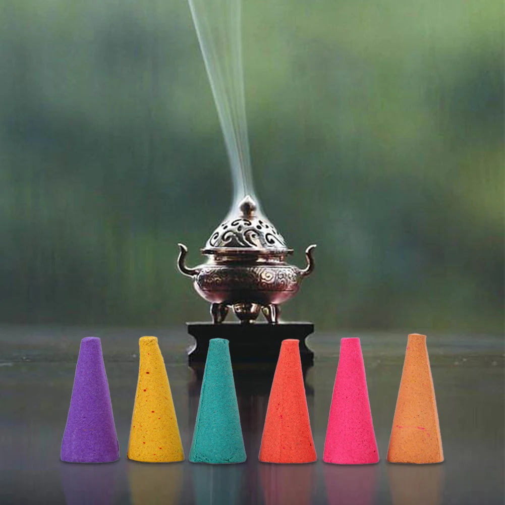 60-Pack Natural Backflow Incense Cones — Aromatherapy Scented Cones for Odor Removal, Anxiety Relief, Meditation & Relaxation