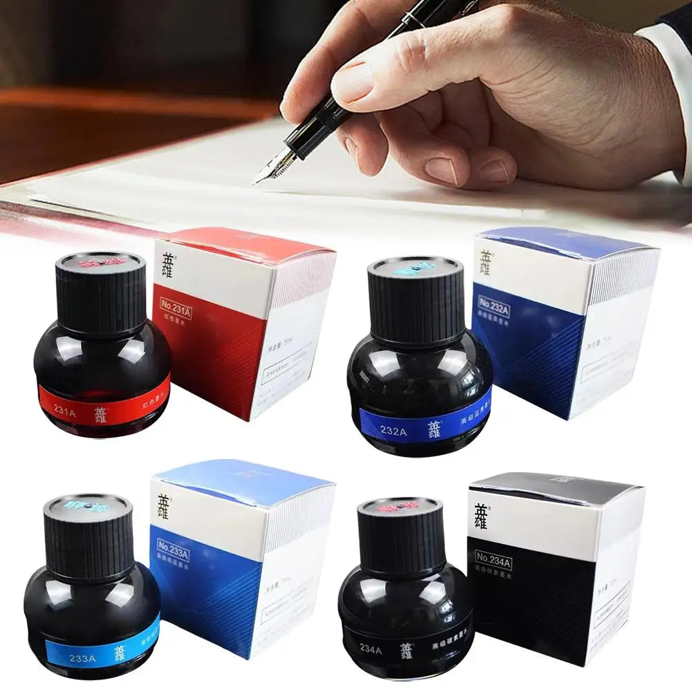 70ml (2.37 fl oz) Fountain Pen Ink Bottle - Black Ink for Calligraphy, Refilling & Smooth Writing