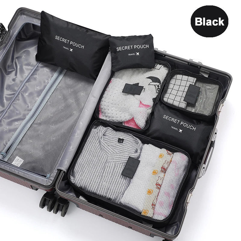 6-Piece Travel Packing Cubes Set Foldable Luggage Organizers for Clothes, Shoes & Toiletries
