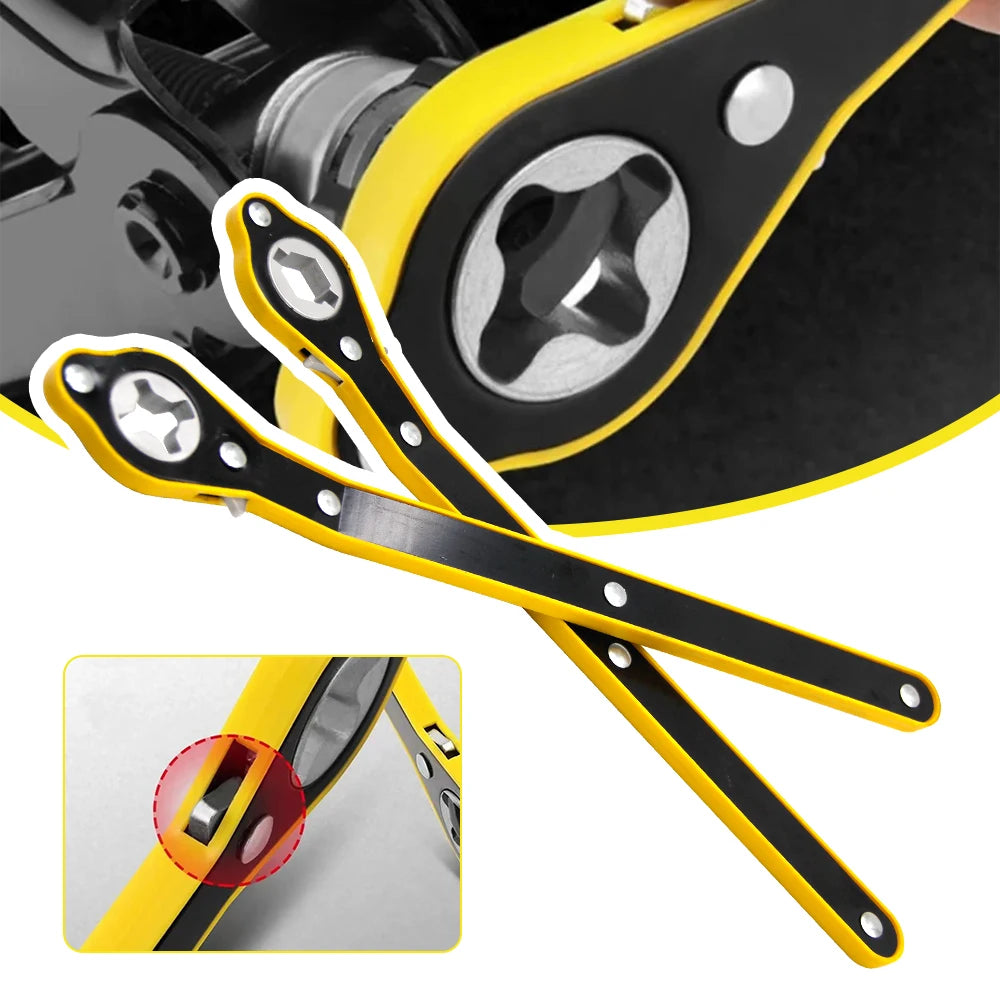 Universal Car Jack Crank Handle Set — 2-Piece Labor-Saving Ratchet Wrench & Cross Handle Accessories