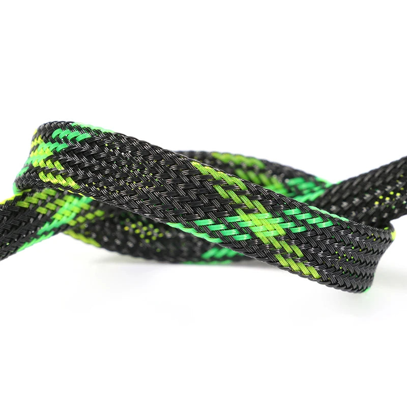 Expandable PET Braided Cable Sleeve 3–30mm (0.12–1.18in) High-Density Spiral Wrap — Insulated Wire Protector, Black/Blue, Red, UV Green/Yellow, Purple