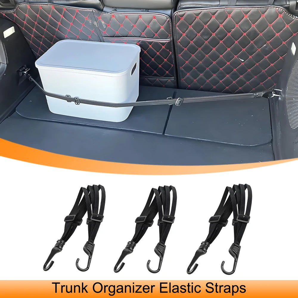 90 cm (35.4 in) Elastic Car Trunk Cargo Strap – Heavy-Duty Latex Bungee with Hook, Adjustable, 1 or 3-Pack