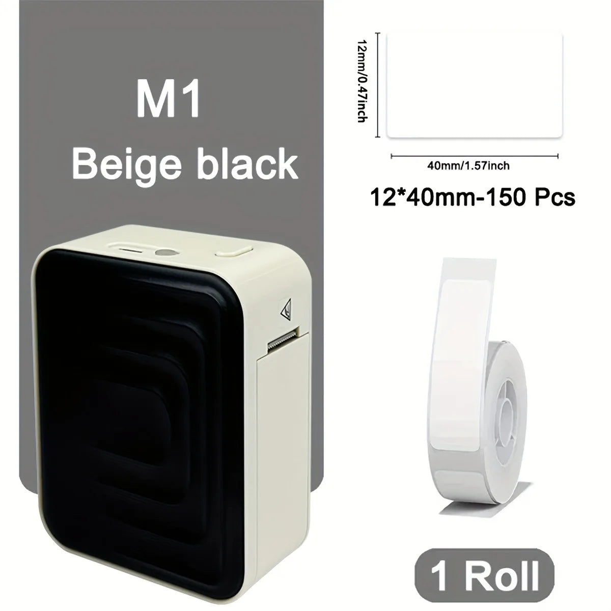 Mini Bluetooth Thermal Label Printer Portable Inkless 15mm (0.59in) Rechargeable Type-C