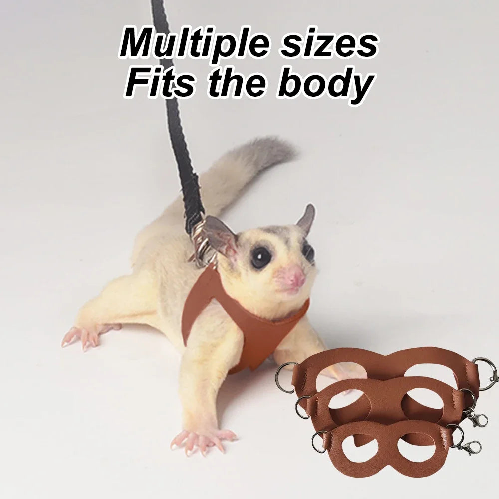 4-Pack Escape-Proof Adjustable Small Animal Harness & Leash Set — Hamsters, Sugar Gliders, Squirrels