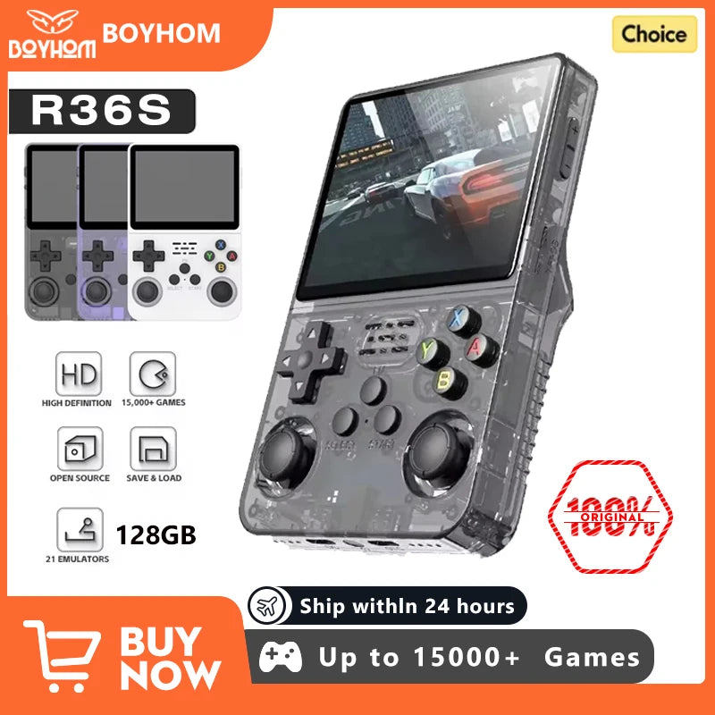128GB/64GB Retro Handheld Game Console 3.5-inch (8.9 cm) IPS Screen Linux Portable Pocket Player 15,000+ Games Gift for Gamers
