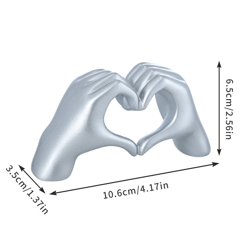 Gold Heart Hand Sculpture - Resin Love Gesture Statue for Shelf, Living Room & Bedroom