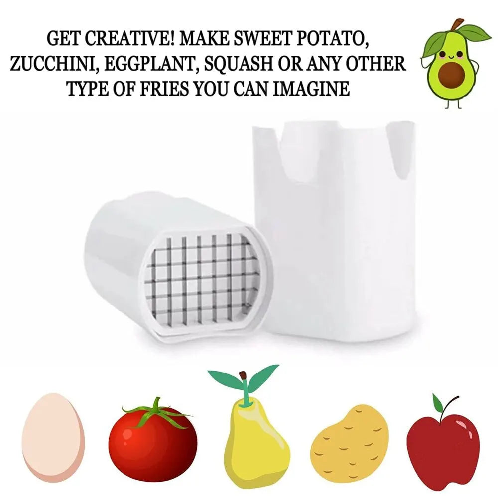 French Fry Cutter Potato Slicer - Stainless Steel Blade Veggie Dicer & Manual Chopper